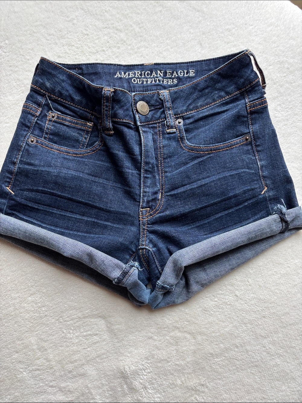 American Eagle Hi-rise Shortie Jean shorts super stretch size 2
